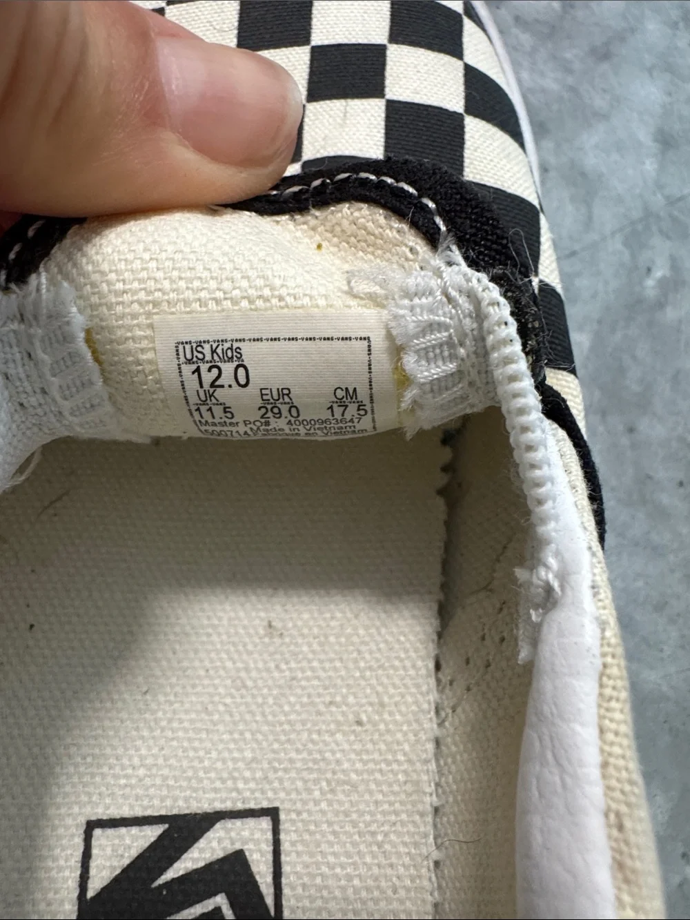 Vans Kids Checkerboard Slip-On Sneakers — Black & Cream